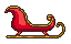 Pixel art red sleigh