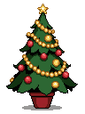 Pixel art Christmas tree with lights